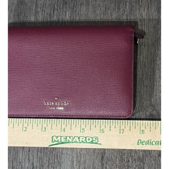 Kate Spade Darcy Clutch Wallet Wristlet Burgundy Maroon Leather - Picture 9 of 10